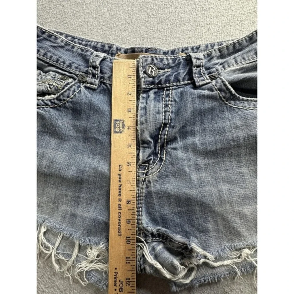 Rock &‎ Roll Cowboy Shorts Womens 32 Blue Denim Distressed Frayed Western